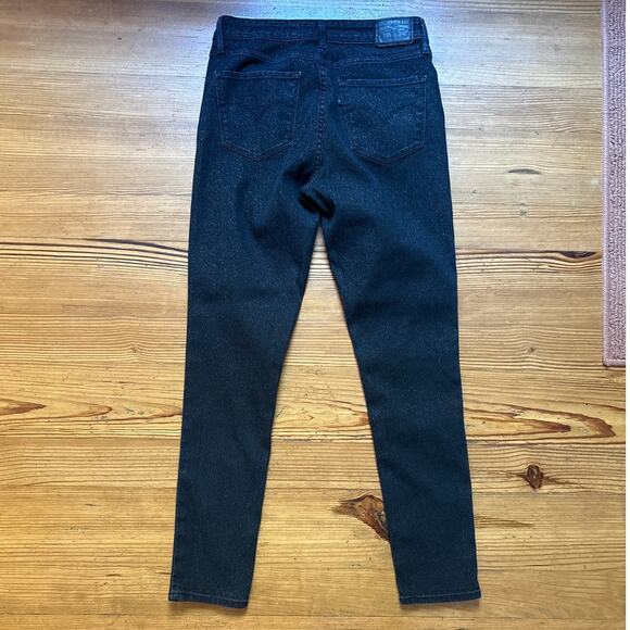 Levi's black glitter metallic threading high rise skinny jeans SIZE 30 - Picture 6 of 6